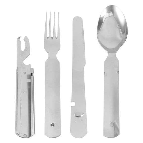 WHAMVOX Portable Camping Utensils Made from Stainless Steel for Everyday Use and Travel 4Piece Set Silver