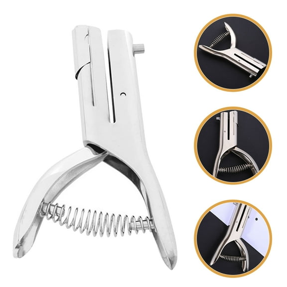 WHAMVOX Portable Single Hole Puncher for ID Badges Made of Zinc Alloy Silver Color for Home Use Efficient and Compact