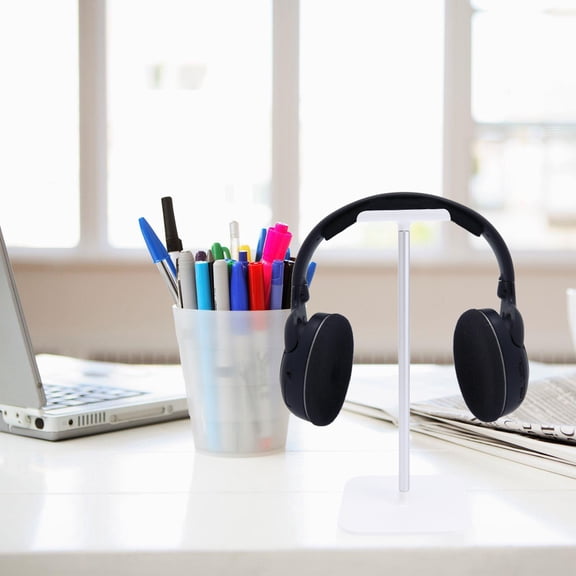 WHAMVOX Portable White Headphone Stand with Premium Aluminum Silicone and Plastic for Organizing