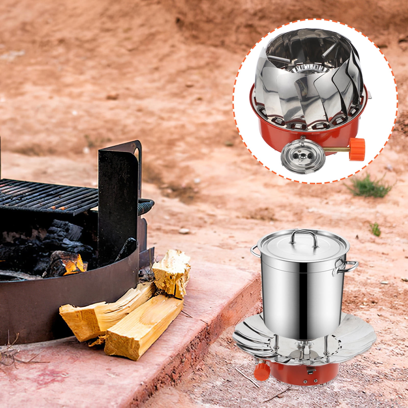 SKISUNO Silver Portable Lotus Design Windproof Stove for Camping Easy to Operate