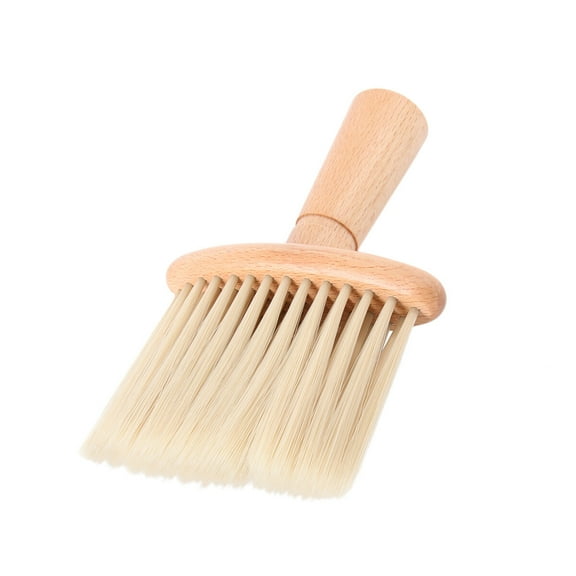 WHAMVOX Portable Wooden Handle Barber Neck Duster Brush for Hair Cutting, Salon Use, Broken Hair Removal, Professional Barber Shop Tool Beige