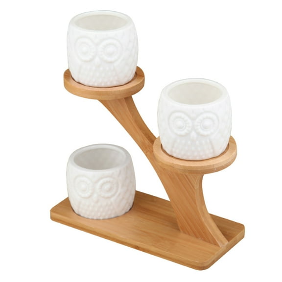 WHAMVOX  Pots for Succulents Owl Ceramic Plant Rack Flower