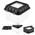 thumbnail image 1 of WHAMVOX Practical and Durable Plastic Reptile Feeding Box for Pet Use Black Transparent Design with Ventilation Hole 7.8x7.8x5.9 Inches, 1 of 8