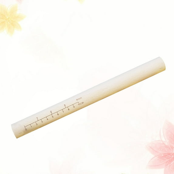 WHAMVOX Premium NonStick Wooden Rolling Pin for Kitchen Use with Scale Design and Secure Handles, Beige 16.5in