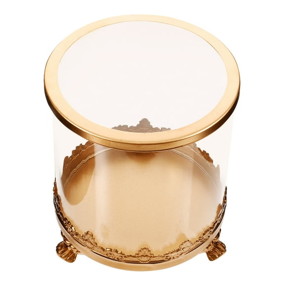 WHAMVOX  Preserved Flower Glass Cover Display Case Floral Containers Golden