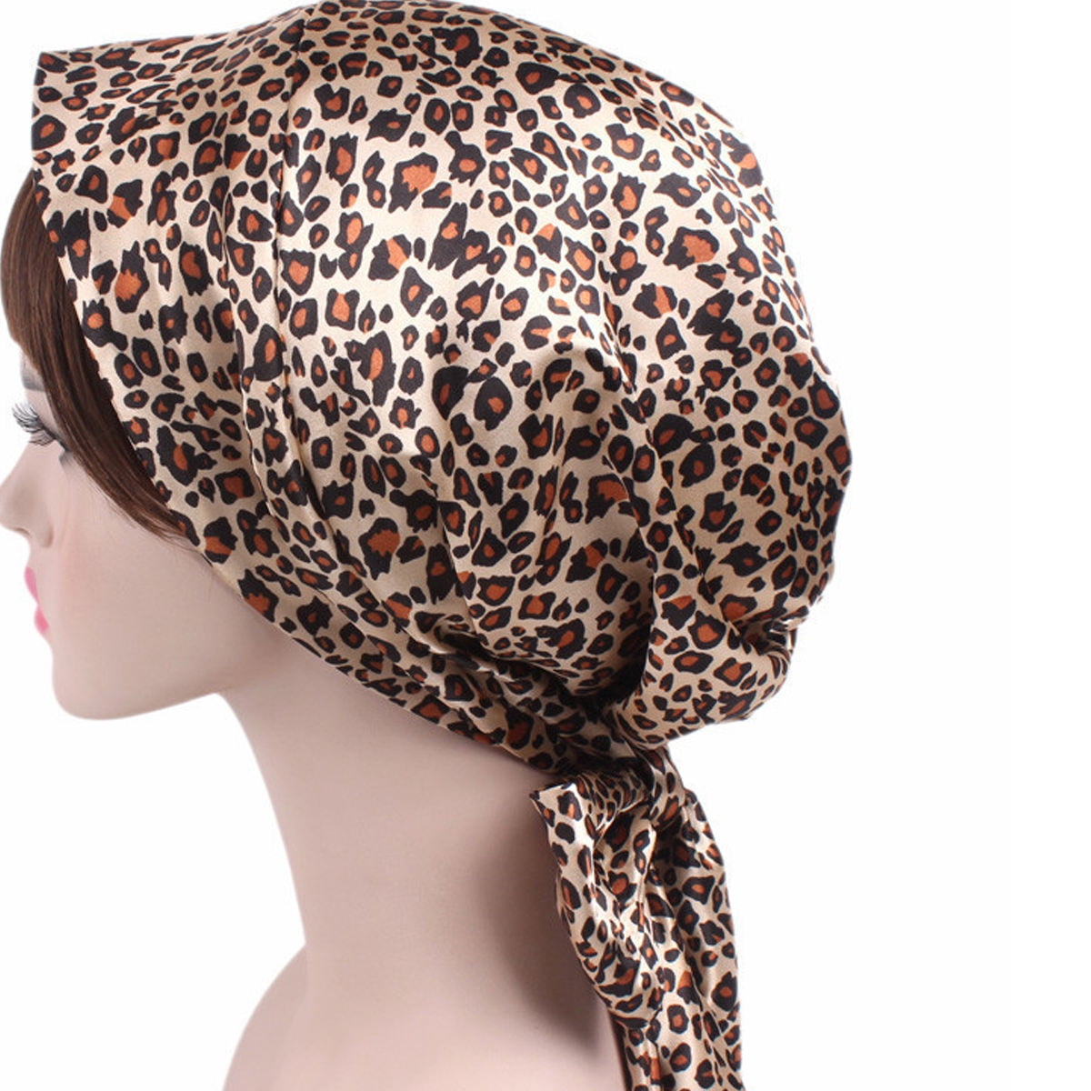 WHAMVOX Printed Bow Women Hood Braid Wrap Stretch Turban Hat 