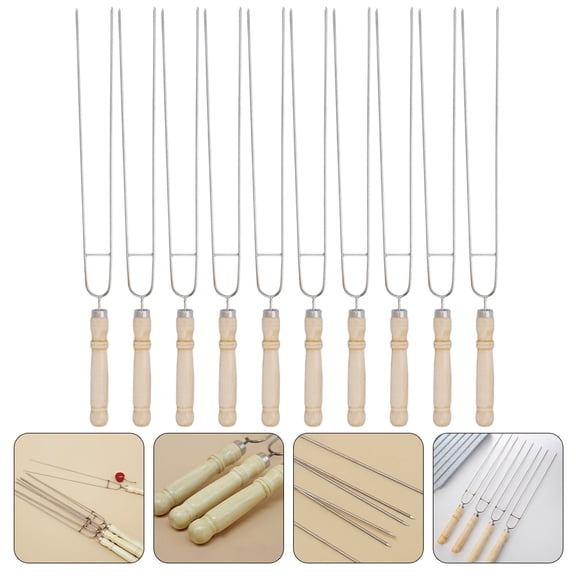 WHAMVOX Professional BBQ Skewers with Stainless Steel for Kitchen Use Assorted Color 10 Pcs