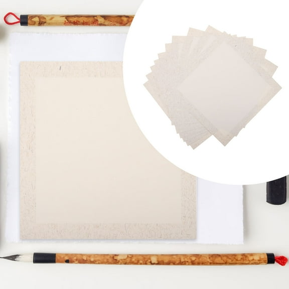 WHAMVOX Professional Xuan Paper for Calligraphy Writing and Painting Great for Ink Inhibition and Infiltration Khaki 10 Sheets