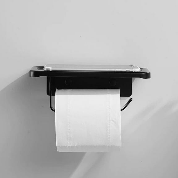 WHAMVOX Punch- Holder Standing Toilet Paper with Storage Towel Rack Black