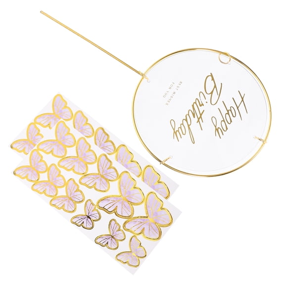 WHAMVOX Purple Butterfly Cake Toppers for Birthday Decoration Plastic and Iron Material Lovely Design Fits Cakes and Desserts