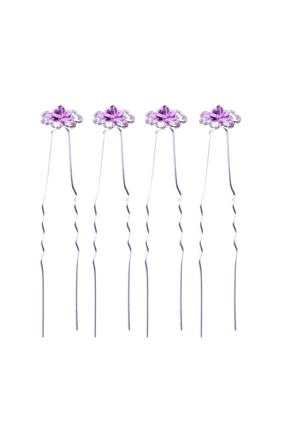 Purple Crystal Flower Hairpin for Women Perfect for Wedding Bridal Updo Hairstyles and Daily Wear Accessories