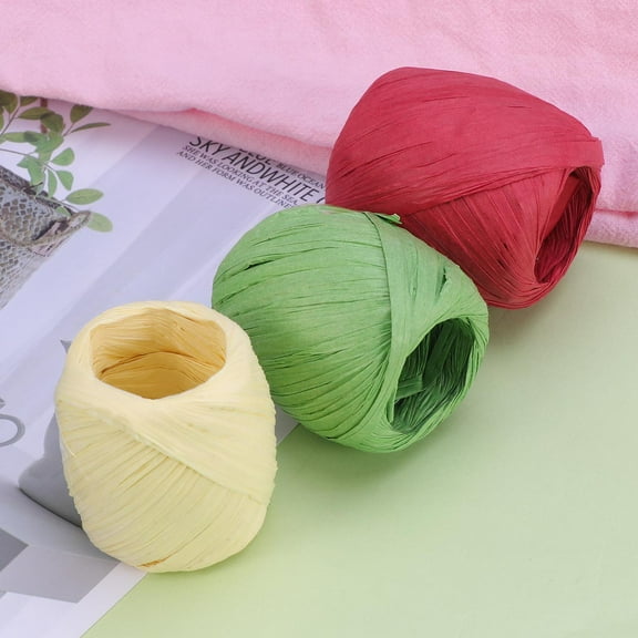 WHAMVOX Raffia Straw Yarn for Diy Crafts and Wedding Shower Favors 3 Rolls 20M