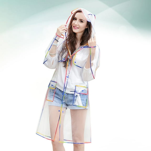 WHAMVOX Rain Ponchos for Adults Reusable Transparent Raincoat Waterproof Travel