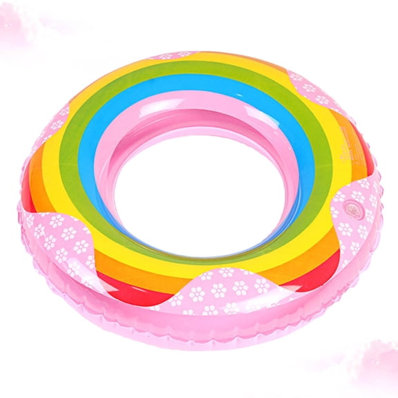WHAMVOX Rainbow Inflatable Swim Ring for Summer Pool Fun with PVC Material 90cm