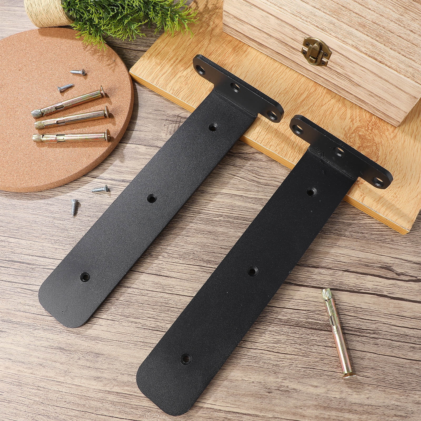 WHAMVOX Raindrops 2 Pcs Floating Shelf Brackets 25.00X5.00X3.50CM Black Color