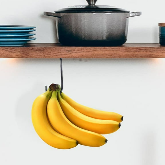 WHAMVOX Raindrops 2Pcs Kitchen Under Cabinet Banana Hook for Hanging and Storing Fresh Bananas Storage Hanger Rack