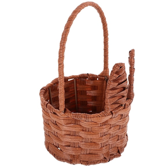 WHAMVOX Rattan Bunny Basket with Ears, Decorative Basket for Easter and Home Decor, 24x15.5x15.5 CM