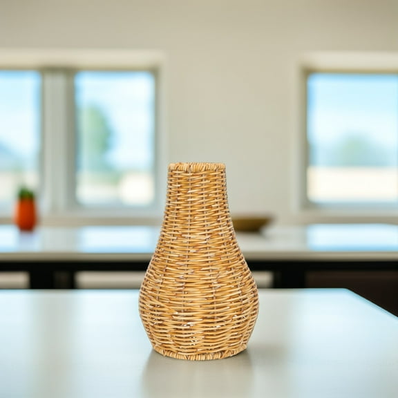 WHAMVOX Rattan Floral Vase Vintage Vase Hand Woven Flower Holder 26.00X17.00X7.50CM
