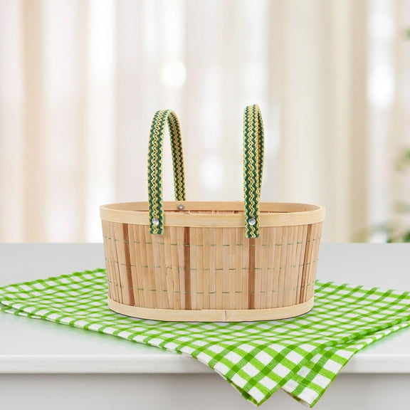 WHAMVOX Rattan Flower Basket,Handmade Wicker Woven Basket With Handle Rustic Style Basket Flower Girl Baskets For Wedding Home Party