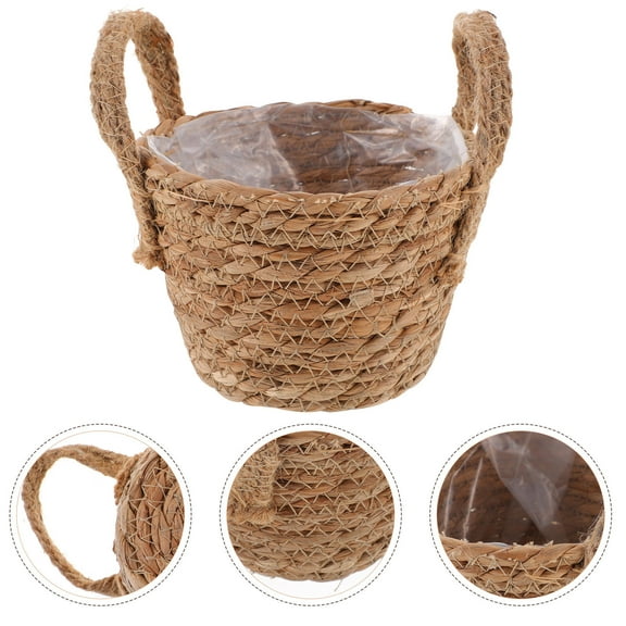 WHAMVOX  Rattan Storage Basket Flower Display Laundry Wicker Indoor Plants Woven Baskets