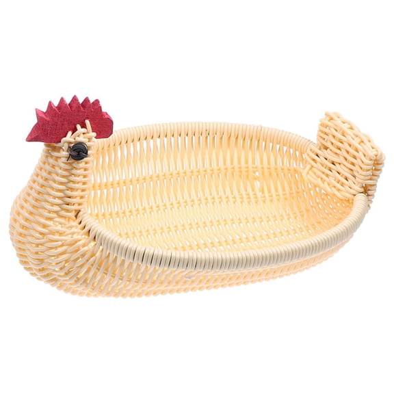 WHAMVOX Rattan Woven Storage Basket Fruit Storage Basket Creative Plastic Snack Tray Medium Chicken