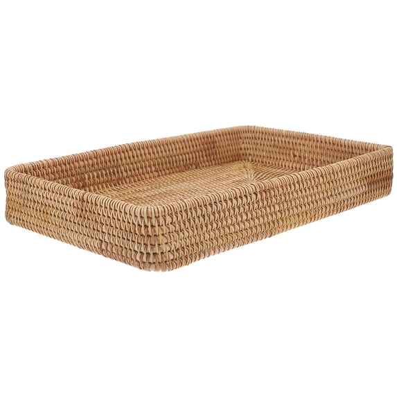 WHAMVOX Rectangle Rattan Serving Tray Woven Wicker Trays Decorative