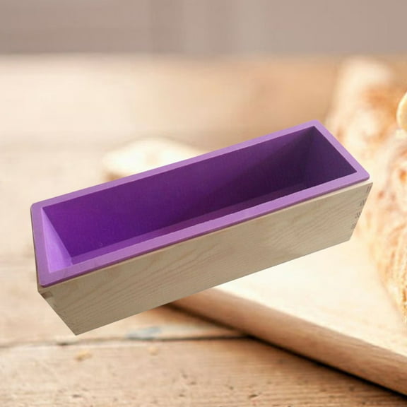 WHAMVOX Rectangular Soap Mold Made of Silicone and Wood Multi Color Healthy Eco Friendly Non Stick Easy to Demould 7.8 x 2.8 x 3.1 inches