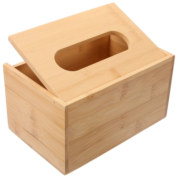 WHAMVOX Rectangular Tissue Storage Box Bamboo Napkin Storage Holder Napkin Storage Case