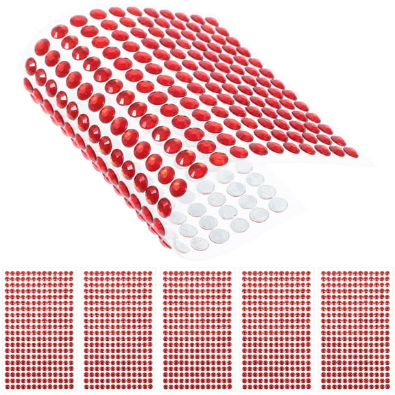 WHAMVOX Red Acrylic Stick on Gems for Decor Craft Rhinestones with Strong Adhesion 6 Sheets