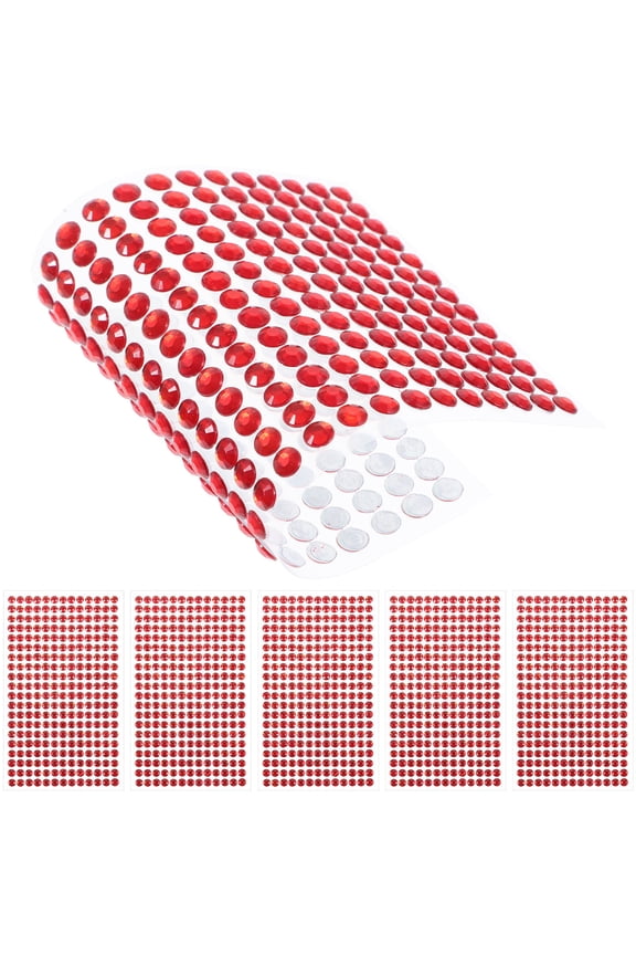 WHAMVOX Red Acrylic Stick on Gems for Decor Craft Rhinestones with Strong Adhesion 6 Sheets