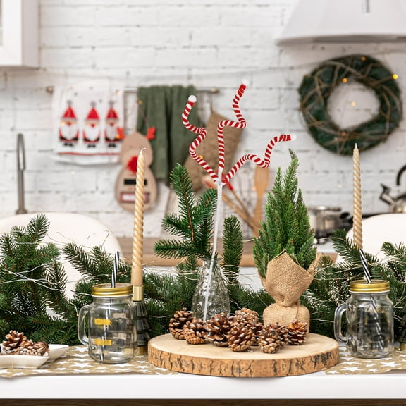 WHAMVOX Red Christmas Berry Picks Artificial Glitter Tree Picks For Holiday Decor And Christmas Tree Decorations With Evergreen Greenery