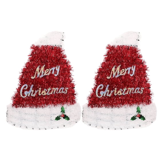 WHAMVOX Red Fringed Santa Hat Hanging Ornaments for Christmas Tree Decoration Synthesis Material 2 Pcs