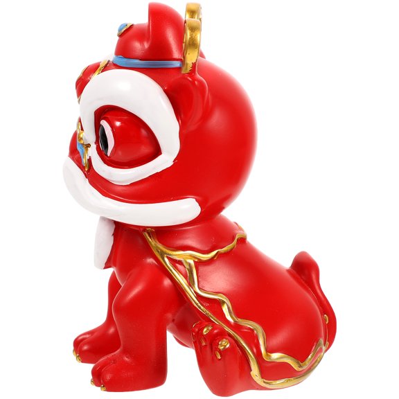 WHAMVOX Red Resin Lion Statue for Decor Compact Tabletop Ornament Perfect Gift for Friends and Family 3.5 inches
