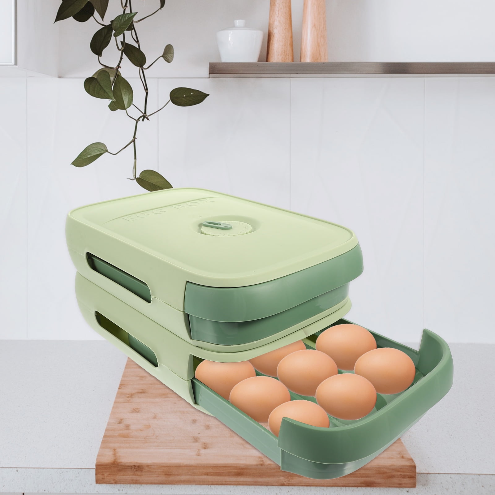 WHAMVOX  Refrigerator Egg Storage Case Fridge Shelf Holder Container Keep and