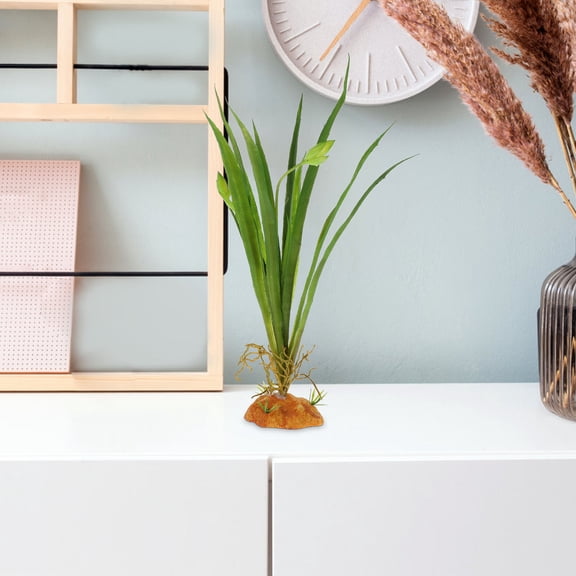 WHAMVOX Reptile Hideout Plant Model Simulated Green Leaves Plant Decoration for Terrarium