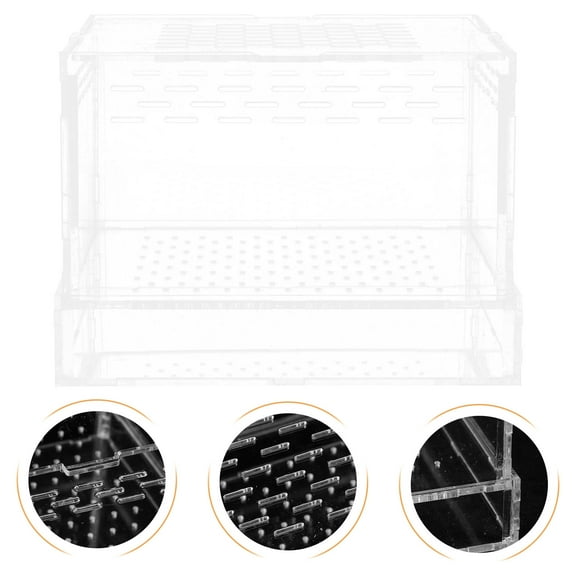 WHAMVOX Reptile Tank Clear Feeding Box Small Tortoise Holder 15X15CM Transparent