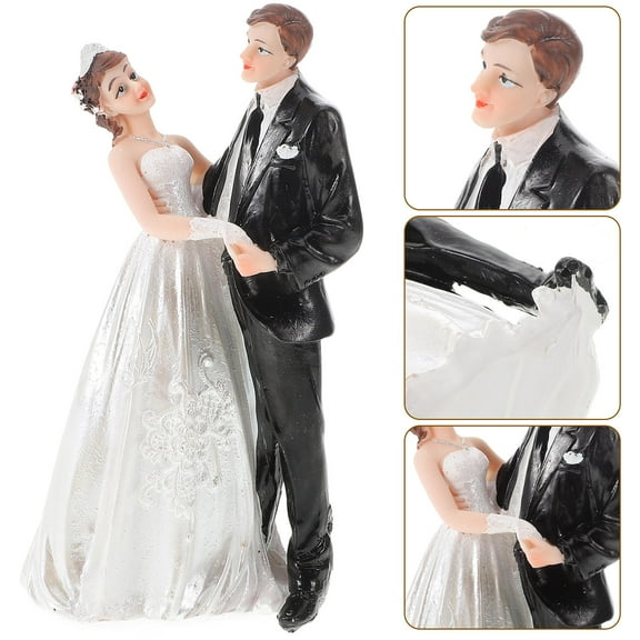 WHAMVOX Resin Bride and Groom Figurine Wedding Cakes Wedding Cake Decoration Desktop Couple Doll Resin Wedding Decor Party Cake Topper