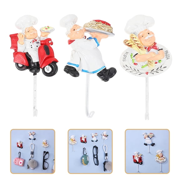 WHAMVOX Resin Wall Hooks for Kitchen Bathroom 3pcs Assorted Color No Drilling Required