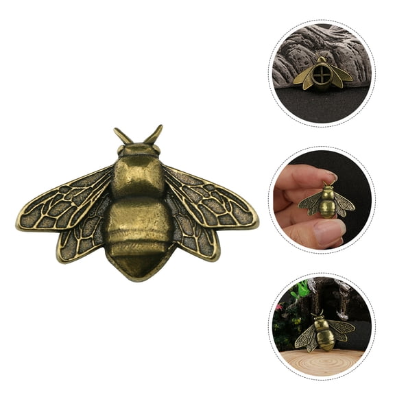 WHAMVOX Retro Brass Bee Statue Home Desktop Bee Decor Vintage Brass Insect Figurine Tea Pet