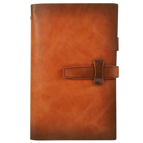 WHAMVOX Retro Leather Journal with Copper Buckle for Daily Use Brown Color High Durability 7 x 9 inches