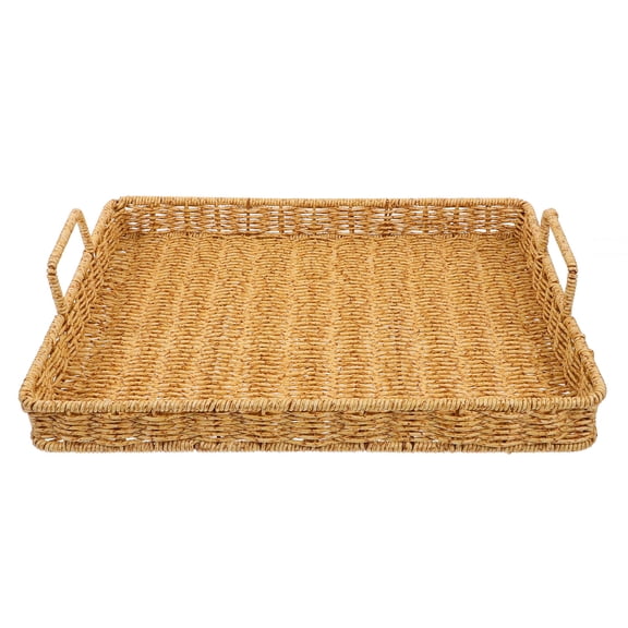 WHAMVOX Retro Bread Tray with Double Handles, Lightweight Plastic Serving Tray for Home Use, Light Yellow, 7.9 x 5.9 Inches