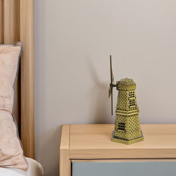 WHAMVOX Retro Windmill Ornaments Alloy Windmill Statue Rural Windmill Figurine Models for Vintage Shelf Home Offices Decorations