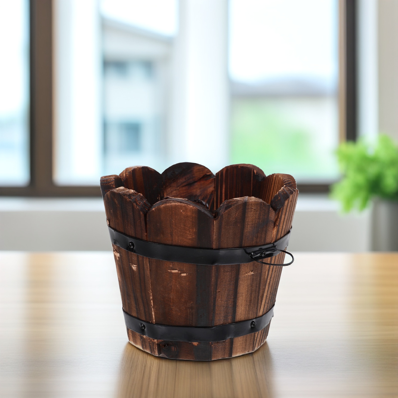 SEWCHICS Patio Garden Planter Wooden Planter Pot Coffee 1Pack