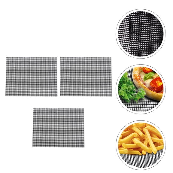 WHAMVOX Set of 3 Reusable Nonstick Mats, Black Glass Fiber Pads for Outdoor Grilling