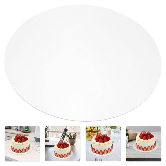 WHAMVOX Reusable White Acrylic Round Cake Board Drum, 12 Inch Diameter, Cake Decorating Base