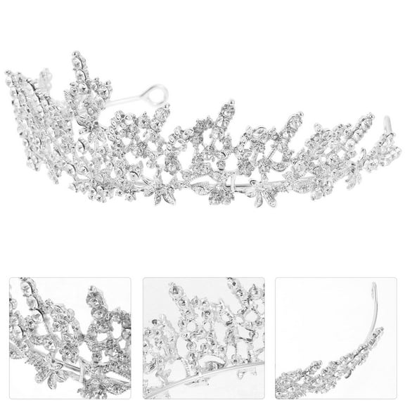 SEWCHICS Plated Silver Metal Wedding Crown for Bride Rhinestone Bridal Headpiece Elegant Design