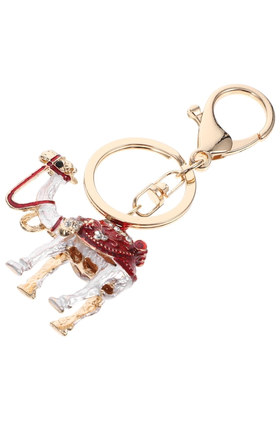 Rhinestone Inlaid Keyring Fashionable Stylish Camel Pendant Metal Key Chain