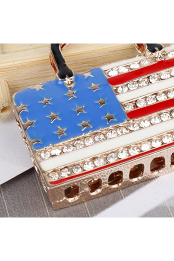 Rhinestone Keyring American National Flag Keychain Purse Bag Pendant Decoration Creative Gift