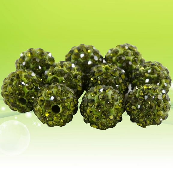 WHAMVOX Rhinestone Spacer Beads for Jewelry Making Decor 8MM Green Soft Ceramics Drilling Balls