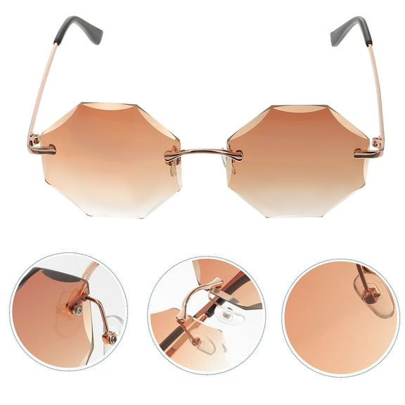 WHAMVOX Rimless Glasses Frameless Sunglasses Women Men Festival Party Costume Props